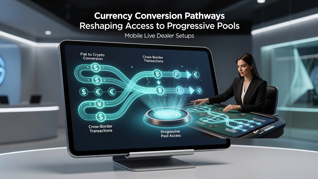 Live dealer table view on mobile showing real-time progressive pool updates after currency conversion