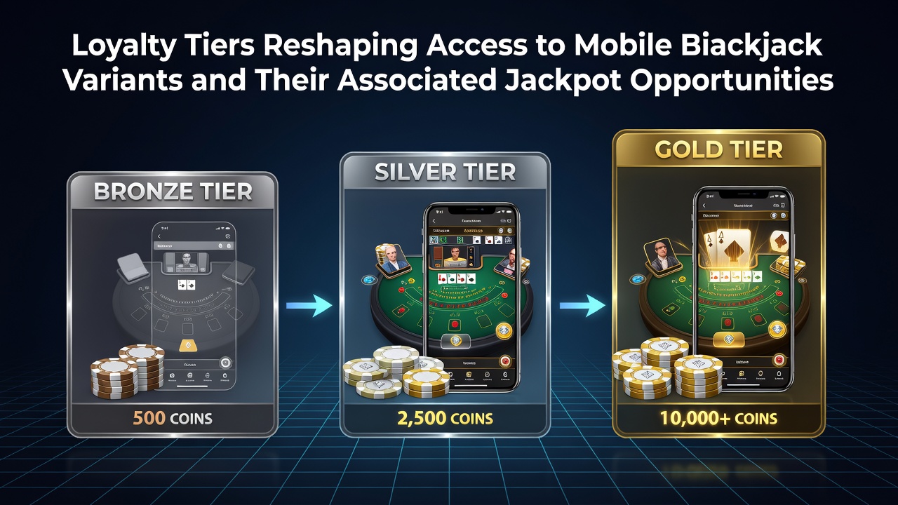 Infographic detailing tier progression and jackpot eligibility for mobile blackjack