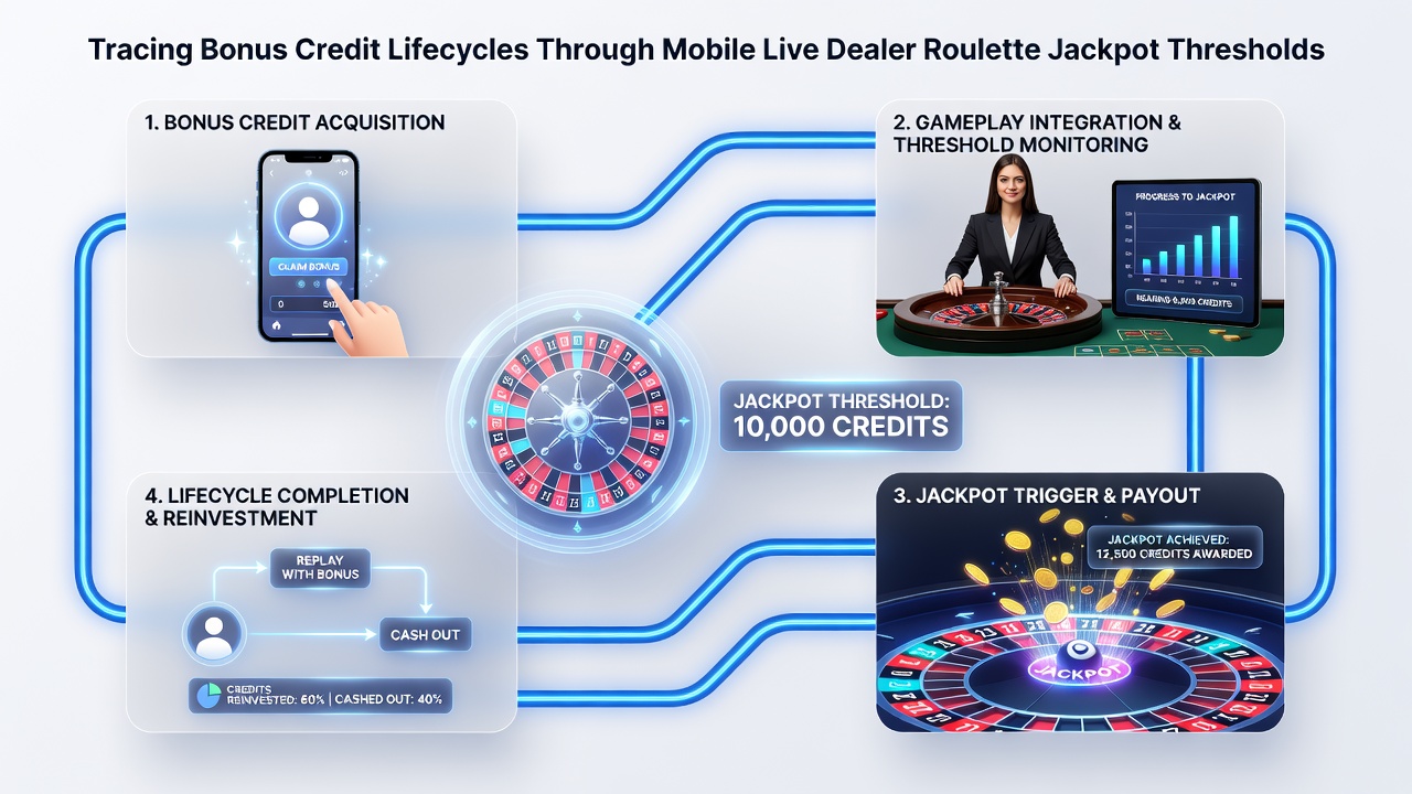 Screenshot of mobile interface displaying bonus lifecycle and jackpot threshold progress